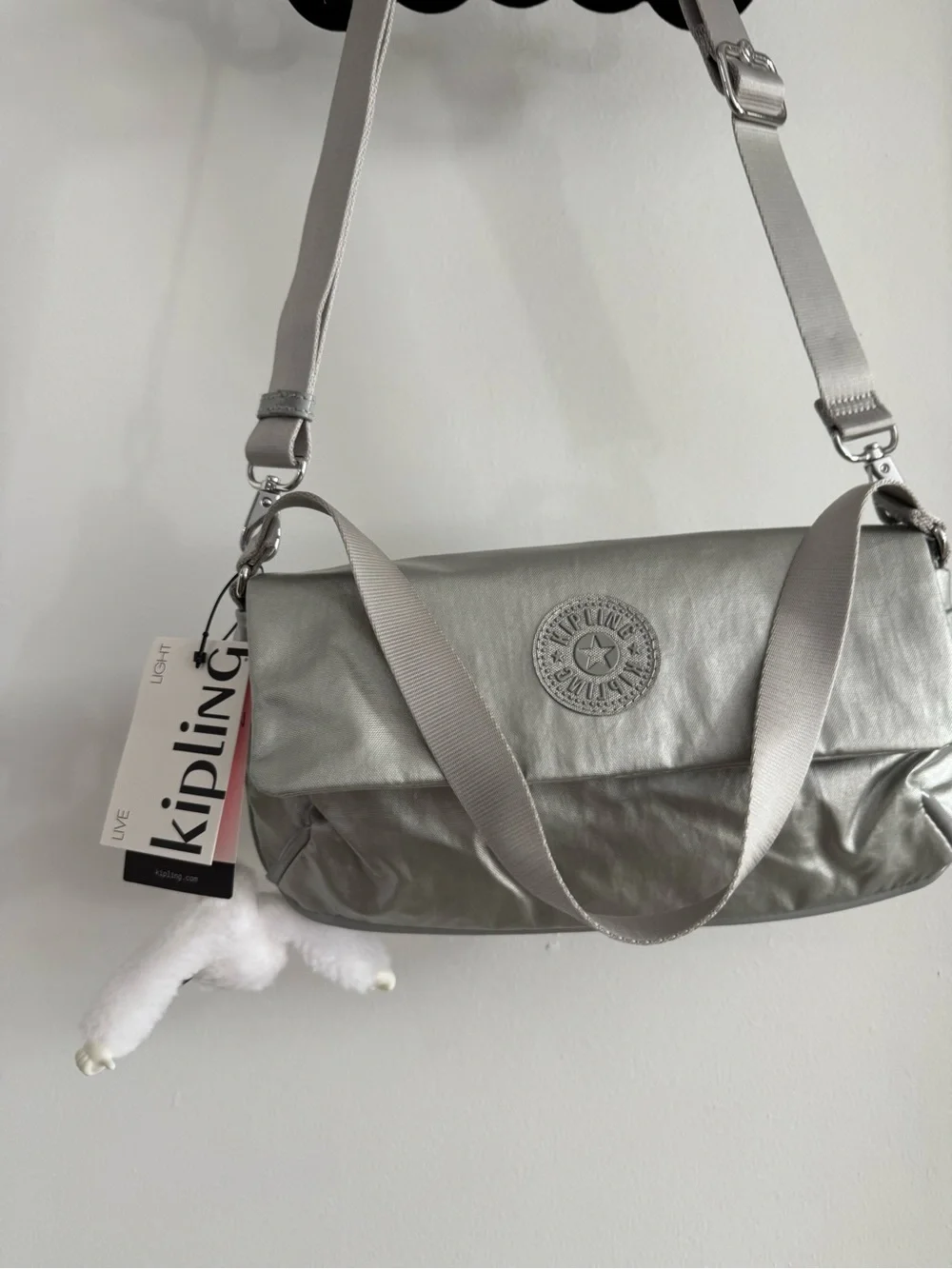Kipling Metallic Light Silver Crossbody Bag